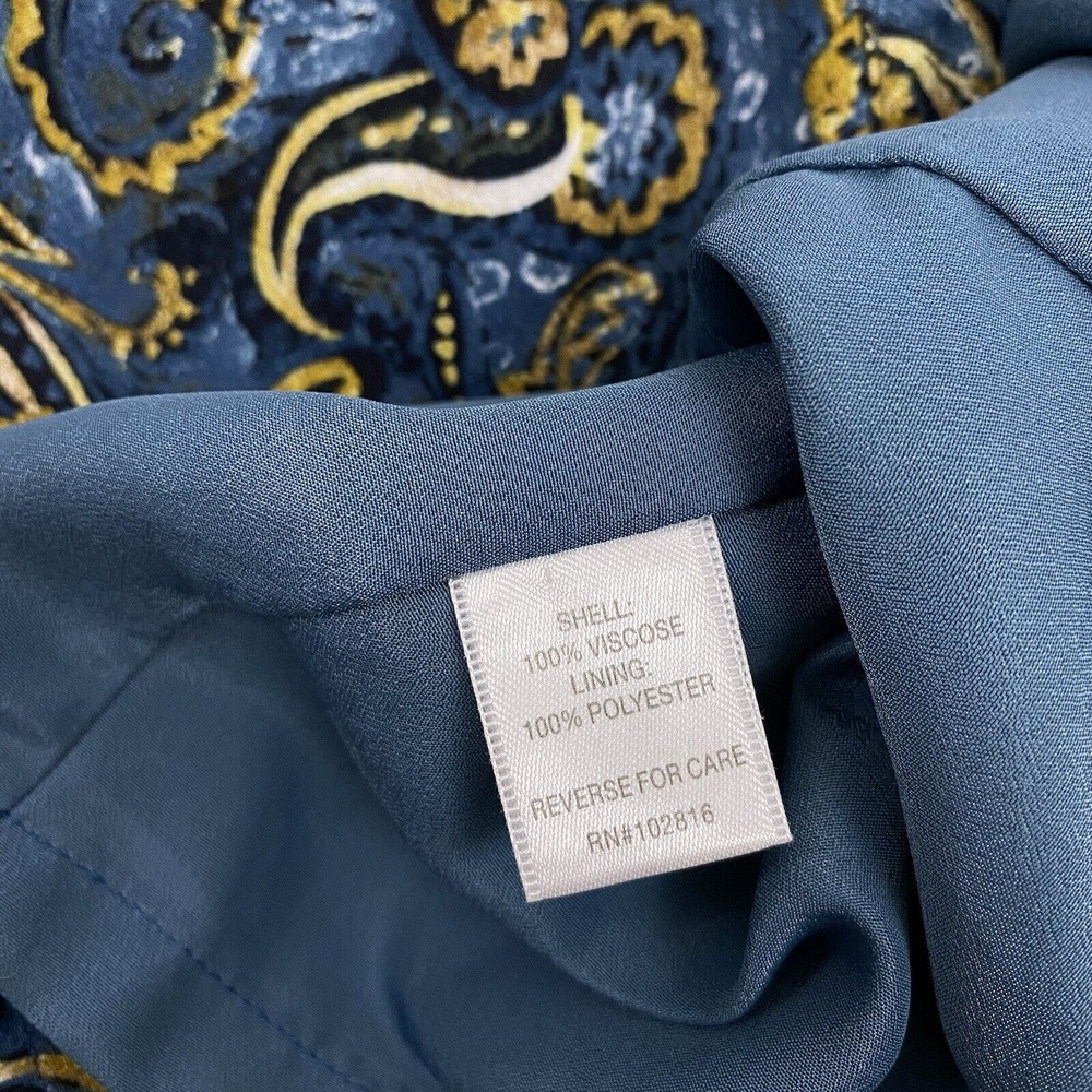 Garnet Hill Dress Womens Size 12 Blue Dropwaist Button-Up Paisley Quiet Luxury - Picture 11 of 16